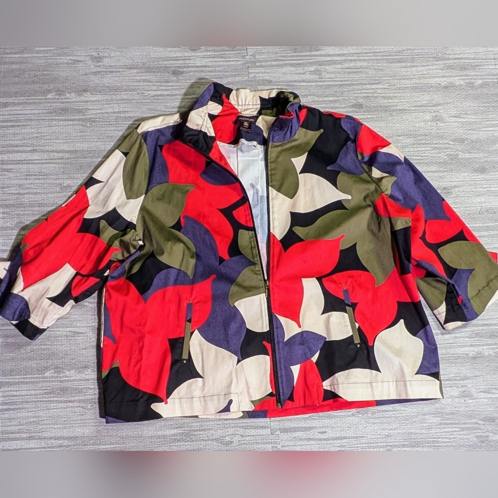 Women's Multiples Colorful Cotton Jacket Floral Pattern | Size‎ 2X